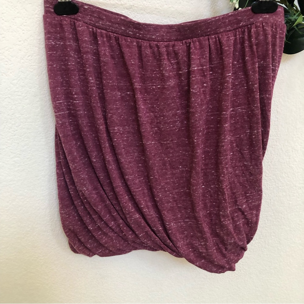 Free People Heather Burgundy Mini Skirt Knit Skirt Lined Sz Large L
